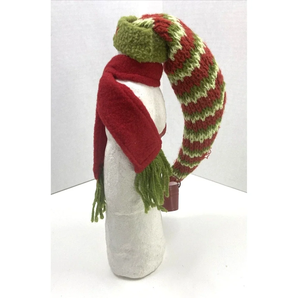 Rare Snowman With Long Knit Hat‎ Quirky Unique Whimsical Figurine 11.5